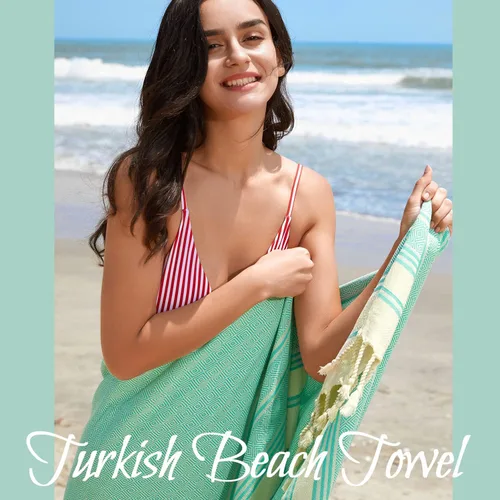 Miniatura 4 de Your Choice Toalla de playa turca (71 x 41) – Toalla turca 100% algodón, sin arena, de secado rápido, de gran tamaño, toalla de viaje compacta