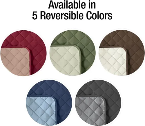 Miniatura 3 de Collections Etc - Funda protectora acolchada, reversible y resistente a derrames para muebles con lazos - Cubre el fondo del asiento, el respaldo