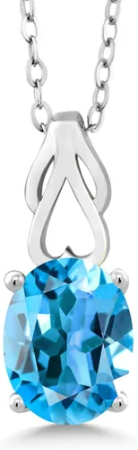 Miniatura 104 de Gem Stone King Collar de plata de ley 925 con piedra natal ovalada de 0.354 x 0.276 in Collar con colgante solitario para mujer Con cadena