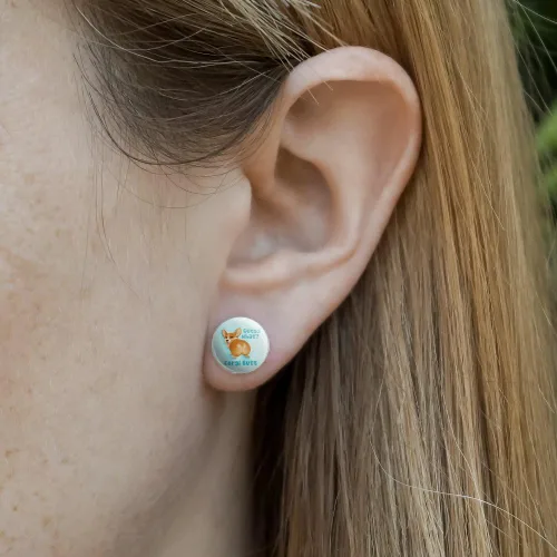Miniatura 2 de Adivina lo que Corgi Butt Funny Joke - Aretes chapados en plata, Metal