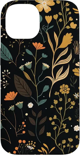 Miniatura 4 de Funda negra para iPhone 12/12 Pro con diseño floral, estética, simple, bohemio, moderno, flores botánicas