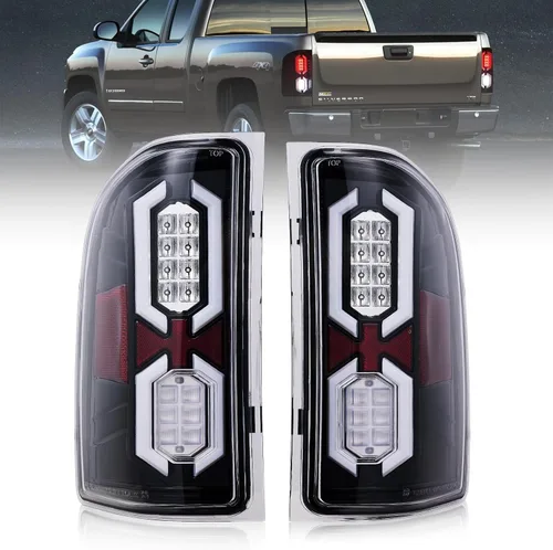 Miniatura 10 de Faro trasero compatible con Chevrolet Chevy Silverado 2007-2013, lámparas traseras de camioneta estilo de fábrica, reemplazo OE con bombillas y Lado