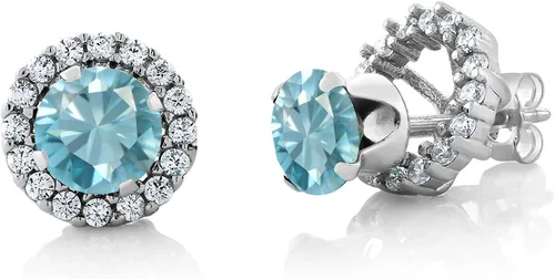 Miniatura 97 de Gem Stone King Aretes redondos de plata de ley 925 de 0.236 in con piedra natal extraíble para mujer