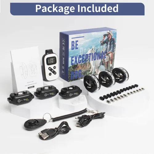 Miniatura 7 de PetJoy 3 Collar de Choque para Perros Grandes, Collar Automático Antiladridos con Control Remoto, Combo de Collar Antiladridos y de Entrenamiento