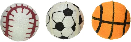 Multipet Paquete económico de 3 piezas de pelota de tenis deportiva en cuerda de malla para perros