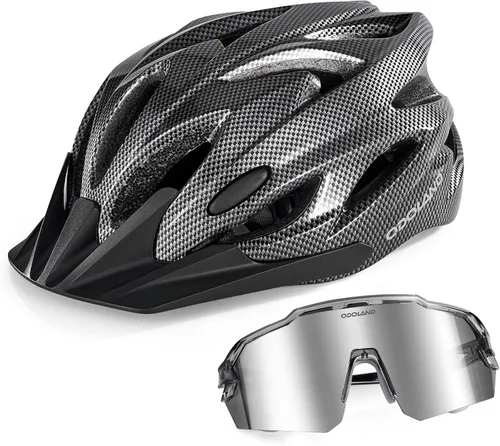 Miniatura 10 de Odoland Conjunto de casco de bicicleta para adultos y lentes de sol de ciclismo para hombres y mujeres, casco de bicicleta certificado de seguridad