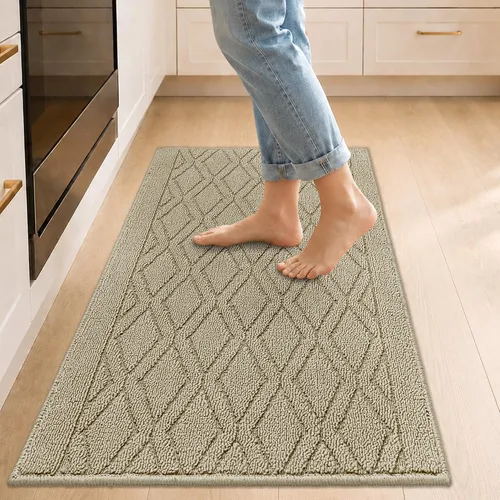 Miniatura 61 de COSY HOMEER Tapete de cocina antideslizantes, absorbentes para el piso, alfombra de cocina lavable, tapete de pie para fregadero, alfombra de Beige