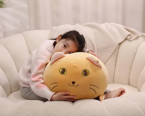 Miniatura 5 de YESGIRL Almohada de felpa de gato súper suave de 20 pulgadas, adorable juguete de peluche, peluche de gato kawaii gordito para niños y niñas, bonita