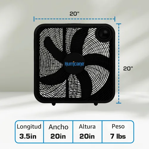 Miniatura 3 de Ventilador de pie clásico Hurricane con 3 velocidades silenciosas, negro, 20" - Unidad de enfriamiento de aire eléctrico portátil con cable