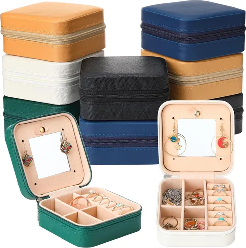 Joyero de viaje de 10 piezas, cajas de regalo de dama de honor, organizador de viaje con espejo, caja pequeña de joyería, mini caja organizadora de