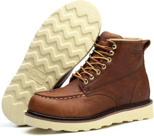 Miniatura 5 de Botas de trabajo para hombre - Botas de trabajo de 6 pulgadas con punta de cuña suave, Botas de trabajo impermeables para hombre Bronce