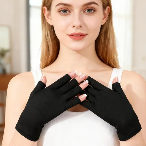 Miniatura 4 de 2 pares de guantes UV para uñas hidratantes con protección UV sin dedos, guantes para cuidado de uñas e hidratación de manos para lámpara de uñas