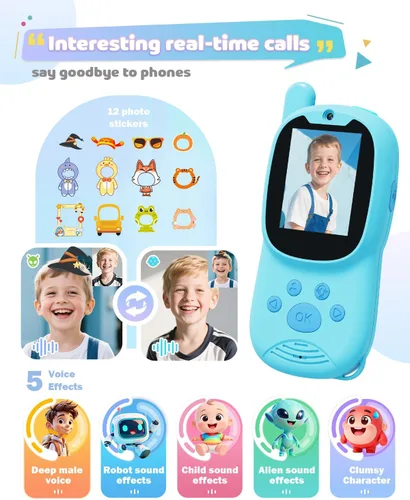 Miniatura 3 de Walkie talkies de video para niños, paquete de 2 walkie talkies recargables para niños que pueden enviar mensajes, regalos de cumpleaños de Navidad
