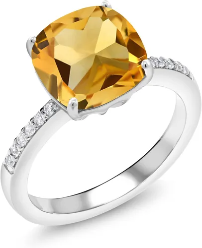 Miniatura 64 de Gem Stone King Anillo de compromiso de plata de ley 925 con piedra preciosa de corte cojín de 0.39 pulgadas Anillo de compromiso de aniversario