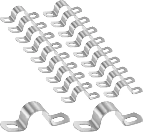 Miniatura 20 de M METERXITY Paquete de 3 abrazaderas de conducto, correa rígida de acero inoxidable 304 de 3-1/2 pulgadas M89 U con 2 agujeros