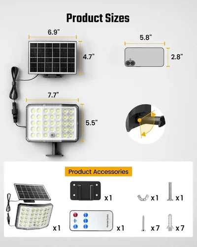 Miniatura 5 de Luces Solares para Exteriores Brillantes, Luz Solar de Anochecer a Amanecer con Batería de 3000mAh, IP65 Impermeable Control Remoto Luz