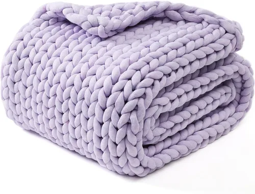 Miniatura 31 de YnM Manta Gruesa de Lana, Tejida a Mano con Hilo de Chenilla, Amigable para la Piel, Ventilada y Transpirable, Lavable a Máquina, Pieza