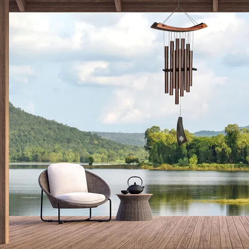 Miniatura 2 de Campanillas de viento Woodstock Chimes Eastern Energy Healing para exteriores de 34" de bronce mediano, sonido ligero armónico, decoración al aire