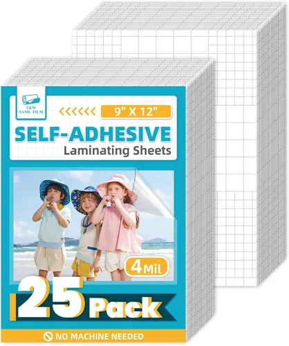 Miniatura 18 de T&W SAME FILM Paquete de 30 hojas de laminación autoadhesivas, 4 mil, capacidad para papel laminado de 8.5 x 11 pulgadas, hojas de laminación de 9 x