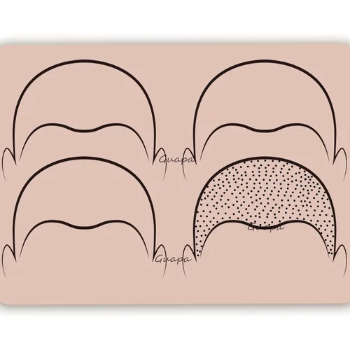 Miniatura 2 de Piel de práctica de tatuajes en el cuero cabelludo, 2 lados, diseño de líneas de cabello, almohadilla de práctica de tatuaje de silicona para hoja