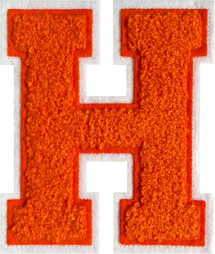 Miniatura 29 de Parche de letras de felpilla naranja de 4.5 pulgadas, alfabeto universitario para planchar y coser para chaquetas, sudaderas, camisetas, jeans
