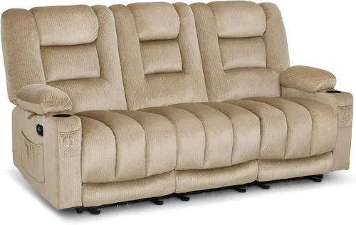 Miniatura 9 de MCombo PR648SET - Sofá reclinable eléctrico de gravedad cero de 55.9 pulgadas con masaje de calor y vibración, sofá biplaza reclinable con puertos