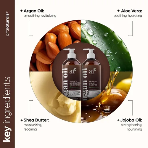 Miniatura 4 de Juego de champú y acondicionador de aceite de argán - Fórmula libre de sulfato con nutritivo aceite marroquí y queratina - para todo
