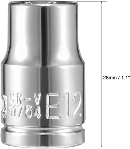 Miniatura 4 de uxcell 3/8-inch Drive E12 Toma externa Torx poco profunda, acero Cr-V