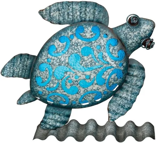 Regal Art & Gift 8.75 pulgadas x 3 pulgadas x 8.25 pulgadas de metal/cristal costero mesa/decoración de pared - tortuga marina