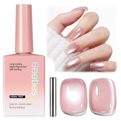 Miniatura 36 de Beetles - Esmalte de uñas de gel ultravioleta semipermanente sin HEMA de alto brillo para manicura francesa y arte de uñas, frasco a juego, blanco