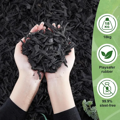 Miniatura 2 de Frienda Mantillo de goma triturado de 2.23 pies cúbicos - 40 libras de miga de goma mantillo negro anhelo suelo protector para áreas de suelo