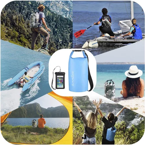 Miniatura 5 de OMGear - Bolsa seca impermeable y bolsa para teléfono, bolsa flotante de 40L/30L/20L/10L/5L para kayak, navegación, actividades al aire libre