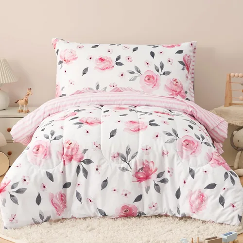 Miniatura 13 de PHF Juego de ropa de cama infantil de 4 piezas, ultra suave, incluye edredón, sábana bajera, sábana encimera y funda de almohada para niños y niñas