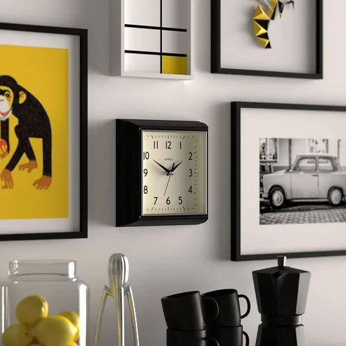 Miniatura 4 de JONES CLOCKS® Reloj de pared mostaza Reloj retro cuadrado 10 pulgadas Negro Números fáciles de leer Perfecto para cocina u oficina
