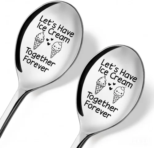Miniatura 14 de Pala de helado para esposo y esposa – Juego de 2 cucharas para él y ella, ideas para parejas, aniversario, cumpleaños, día de San Valentín, cuchara