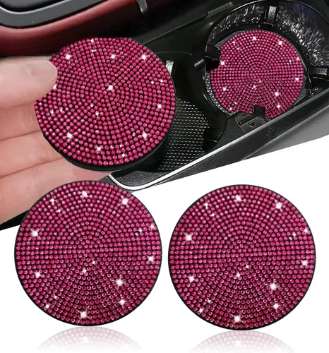Miniatura 36 de NBTEPEM 2 posavasos de auto con diamantes de imitación, 2.75 pulgadas, antideslizantes, a prueba de golpes, universal, a la moda, para auto