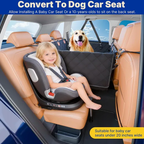 Miniatura 3 de Extensor de asiento trasero convertible para perros, plegable de 400 libras, funda de asiento de automóvil para perro con parte inferior dura