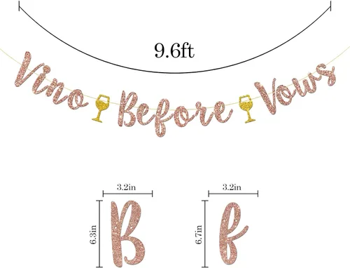 Miniatura 2 de Cartel de vino antes de los votos, despedida de soltera, compromiso, novia a ser, decoraciones de fiesta de boda (purpurina dorada rosa)