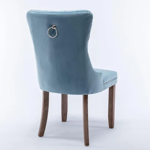 Miniatura 6 de Silla de comedor copetuda moderna de terciopelo para comedor, sillas de comedor tapizadas con remache de clavo, anillo trasero para cocina, comedor