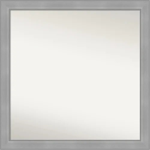 Miniatura 399 de Amanti Art Espejo de baño plateado para sobre el fregadero, 24 x 24 pulgadas, espejo cuadrado de peltre forjado a medida, marco de madera casual