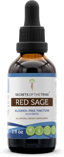 Secrets of the Tribe Tintura de salvia roja extracto sin alcohol, salvia roja (Salvia Miltiorrhiza) Suplemento de tintura de raíz seca, 2 onzas