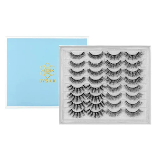 DYSILK Pestañas postizas de visón – Pestañas postizas de aspecto natural, 16 pares de pestañas 6D, 4 estilos mezclados, largas, sintéticas, 16