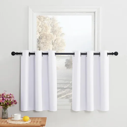 Miniatura 249 de NICETOWN Cortinas opacas de cocina para ventana sobre el fregadero, aislamiento térmico, decoración del hogar, pequeños niveles opacos con ojales