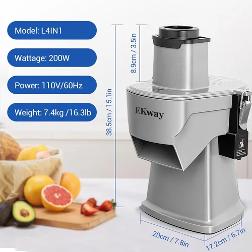 Miniatura 8 de Picador comercial de verduras 4 en 1, procesador de alimentos para rebanar, triturar en cubitos y cortar, con guantes resistentes a cortes, para uso