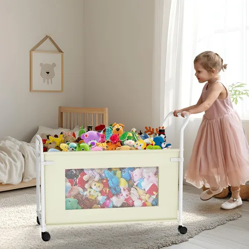 Miniatura 3 de KEEGH Caja de juguetes extragrande para niños con ruedas giratorias de 360°, baúl de juguetes resistente para niños y niñas, organizador