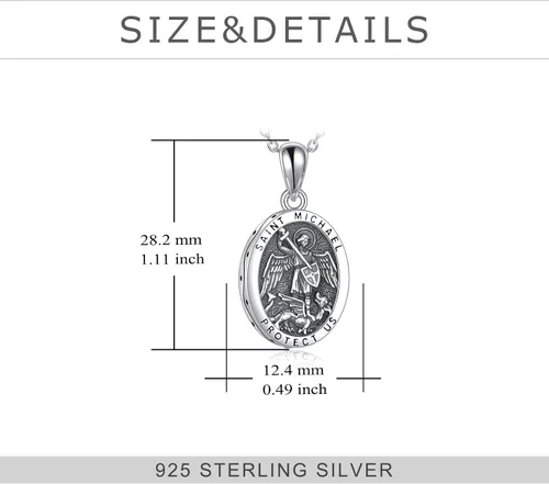 Miniatura 4 de YFN Collar de medalla de San Cristóbal de plata de ley, medallón de protección de viaje, Plata esterlina, Sin información.