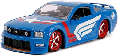 Miniatura 6 de Jada Marvel 1:24 2006 Ford Mustang - Auto fundido a presión con figura del Capitán América de 2.75 pulgadas, juguetes para niños y adultos