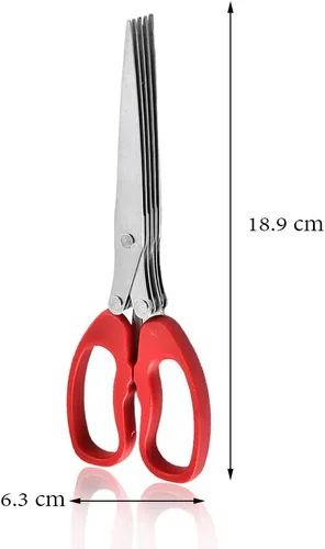 Miniatura 2 de MagiDeal Shredder Tijeras multipropósito multihoja tijeras de corte con acero inoxidable 5 cuchillas (rojo)