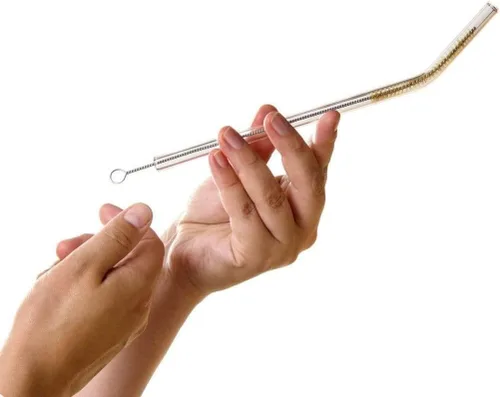 Miniatura 6 de Halm - Pajitas de vidrio – 6 popotes cortos de 6 pulgadas doblados reutilizables + cepillo de limpieza sin plástico – Apto para lavavajillas