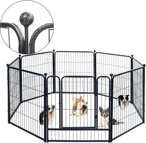 Corralito para perros, 24/32/40 pulgadas de altura en resistente, valla plegable para interiores y exteriores, corralito portátil para mascotas con